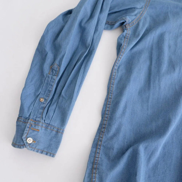 Izod Jeans Button Up Western Blue Denim Shirt XL - Picture 8 of 10